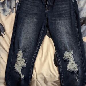 Distressed Dark Blue Women's Jeans